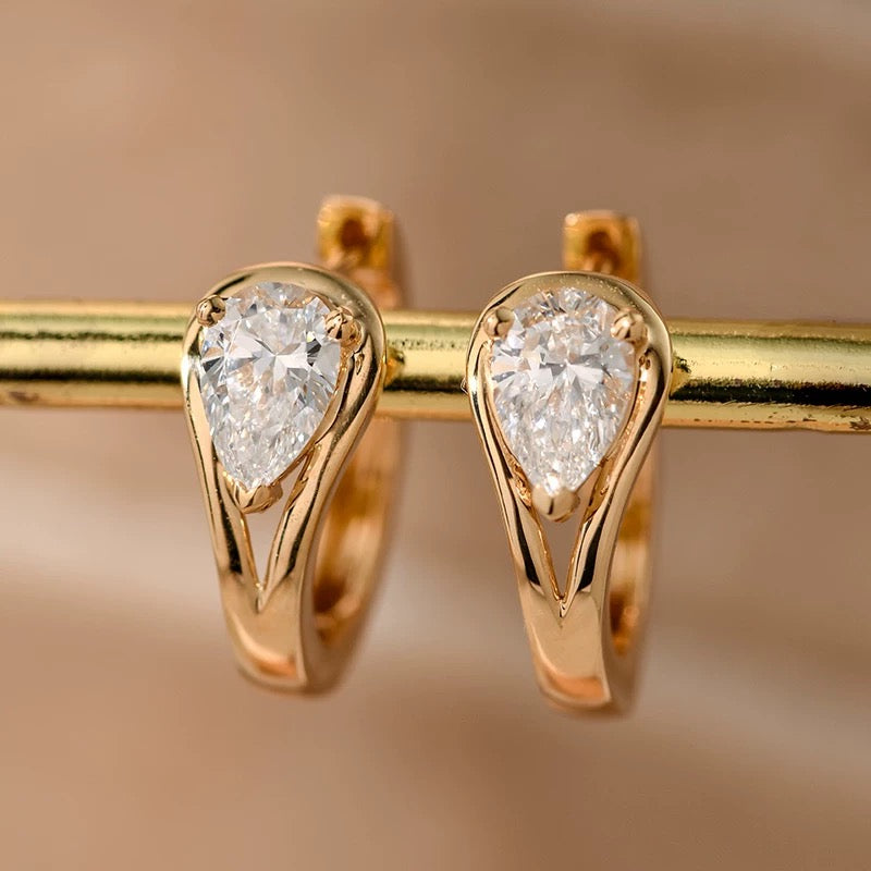 0.3 ctw Pear Lab Grown Diamonds Hoop Earrings(Pair) in 14K Yellow Gold