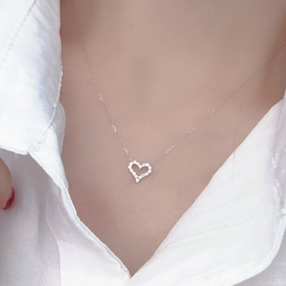 1.00ct Open Heart Lab Grown Diamond Necklace in 14K Gold