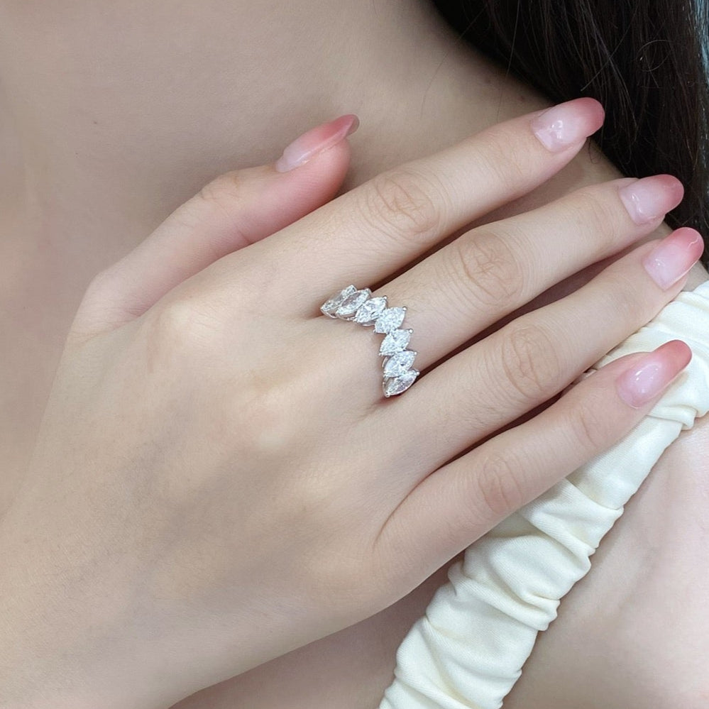1.81 ctw V Shaped Marquise Lab Grown Diamond Eternity Band in 14k White Gold