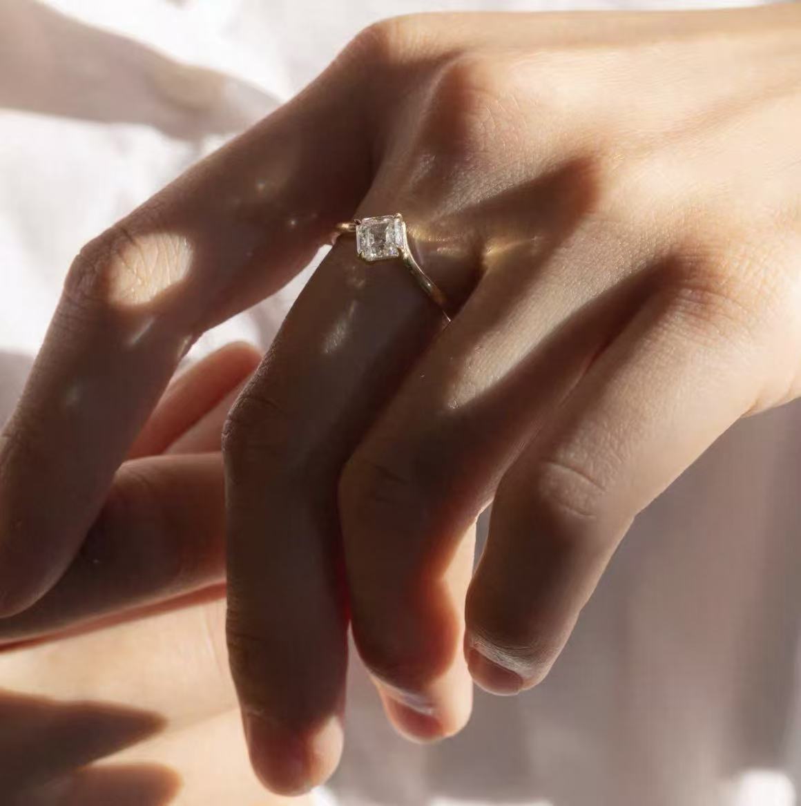 1 ct Asscher cut Lab Grown Diamond Engagement Ring in 14k Yellow Gold