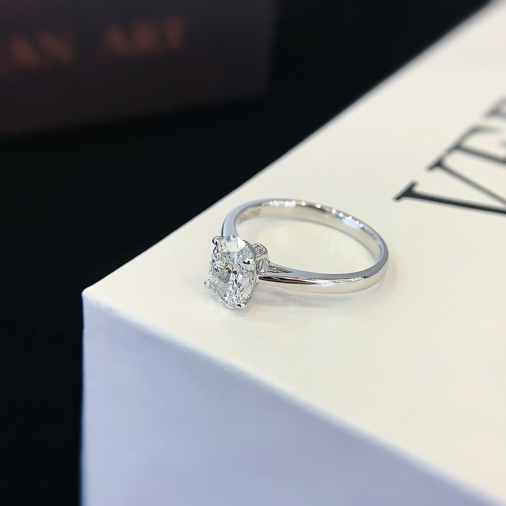 2 ct The Petite 4-Prong Solitaire Oval Lab Grown Diamond Engagement Ring in 14K Yellow Gold