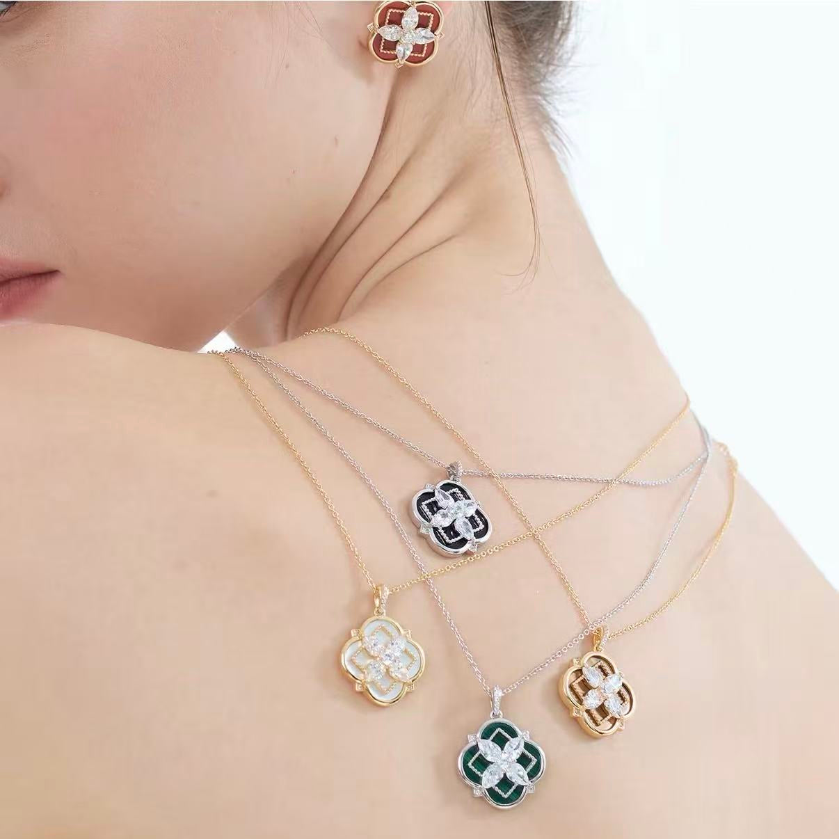 Malachite Clover Necklace