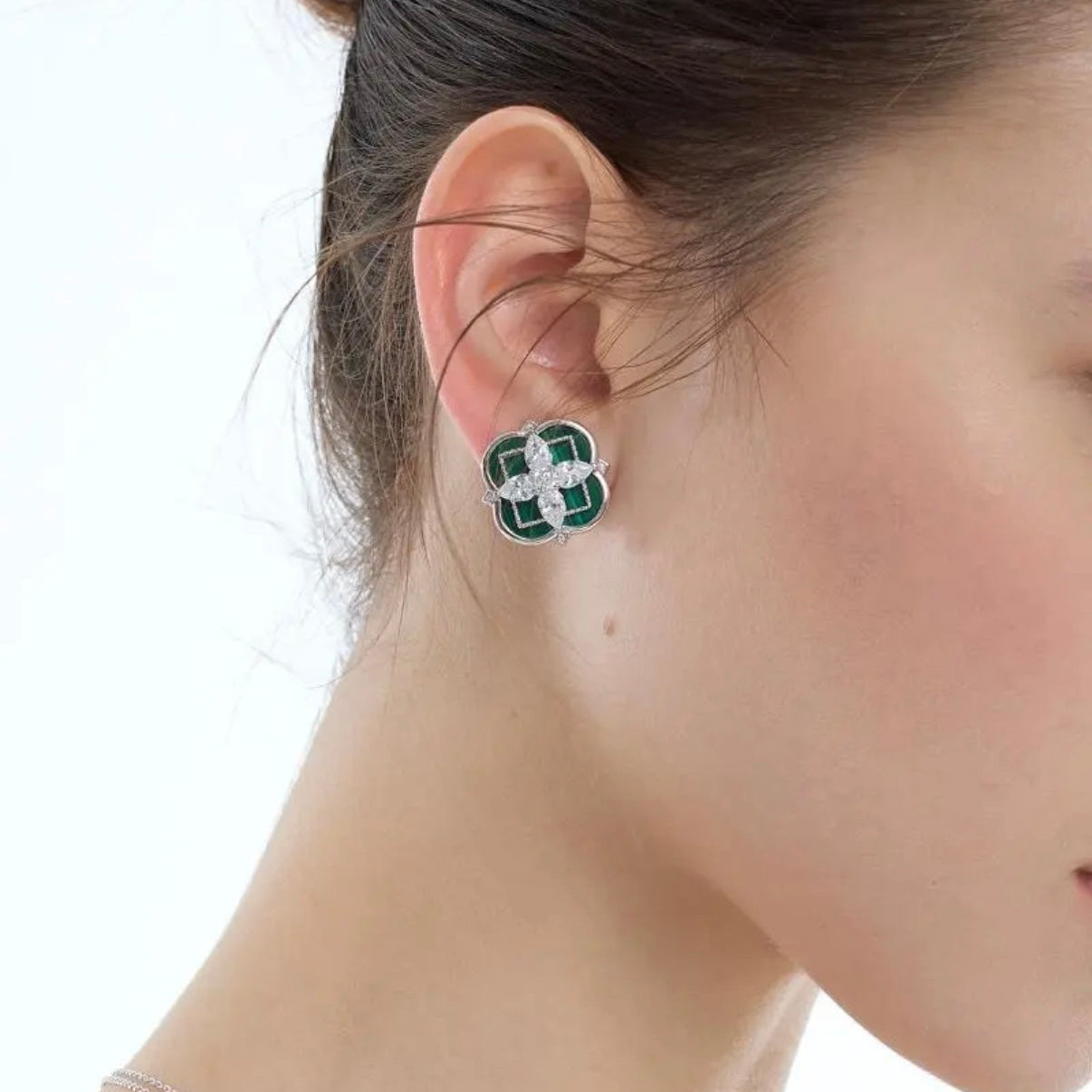 Malachite Clover Earrings