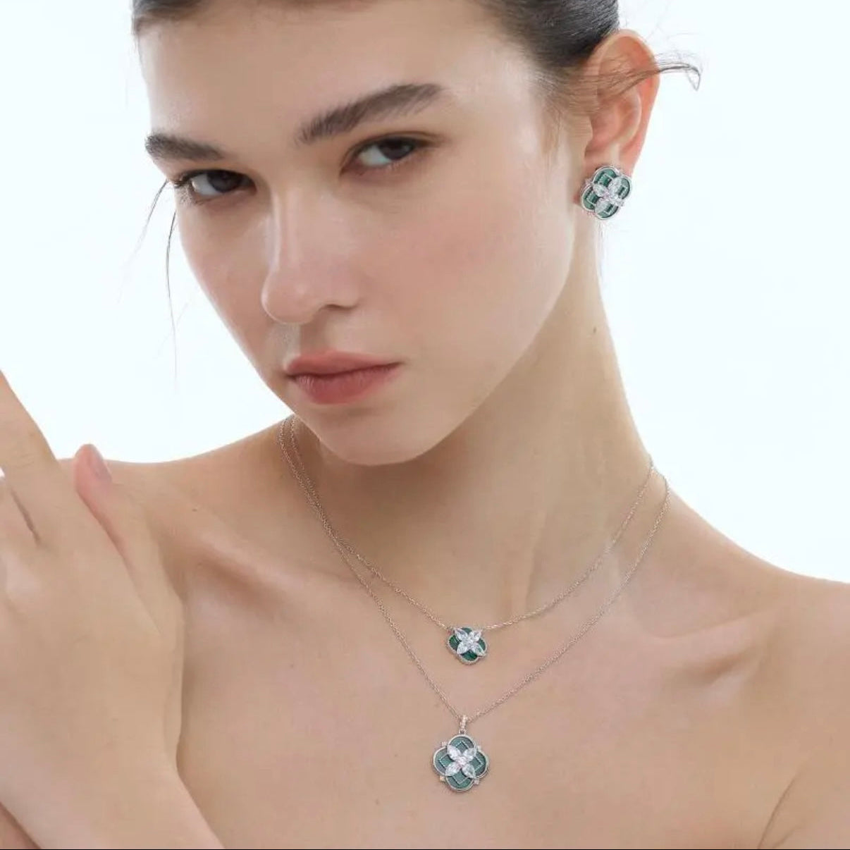 Malachite Clover Earrings