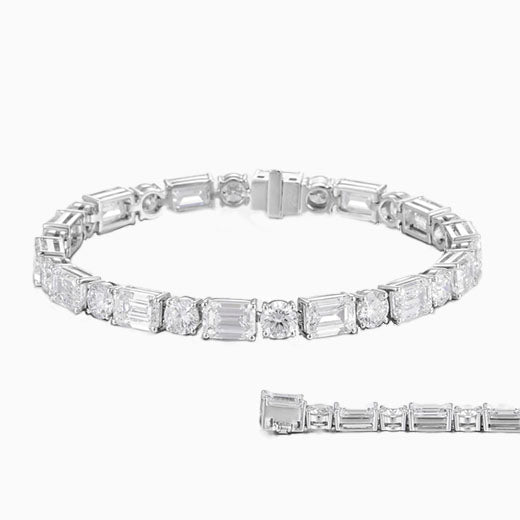 20 ctw Emerald& Round Lab Grown Diamond Tennis Bracelet 6-7.5 Inch in Platinum