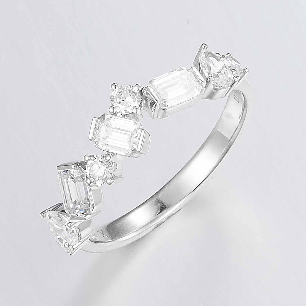1ctw Half Eternity Multi Shape  Lab Grown Diamond Ring in 14k White Gold