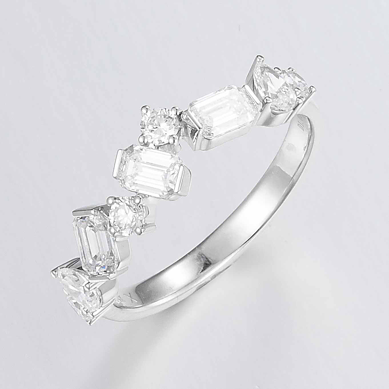1ctw Half Eternity Multi Shape  Lab Grown Diamond Ring in 14k White Gold