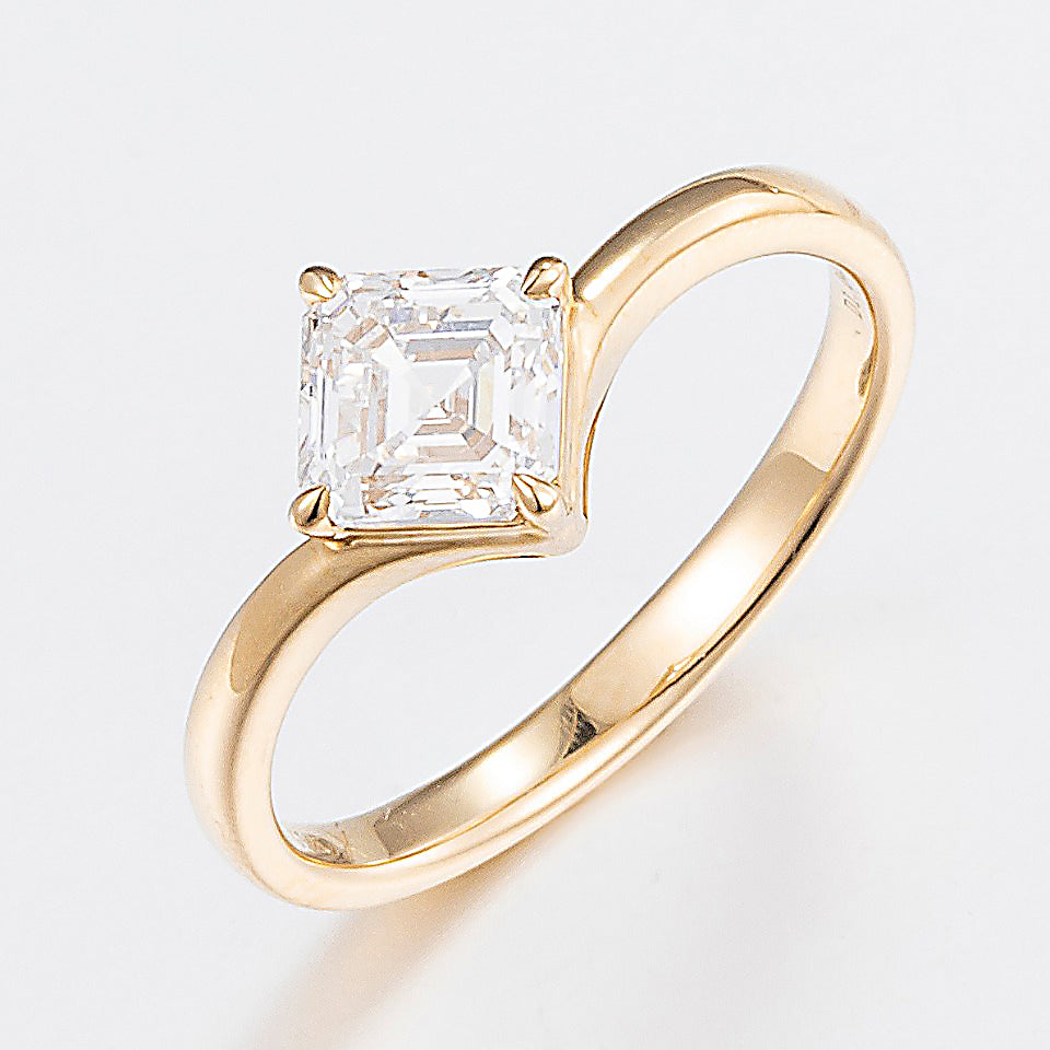 1 ct Asscher cut Lab Grown Diamond Engagement Ring in 14k Yellow Gold