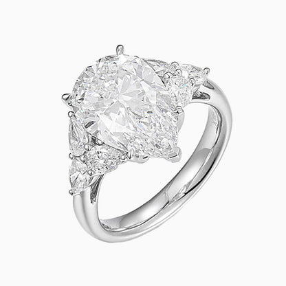 5 ct Pear Floral cluster Lab Grown Diamond Ring in Platinum