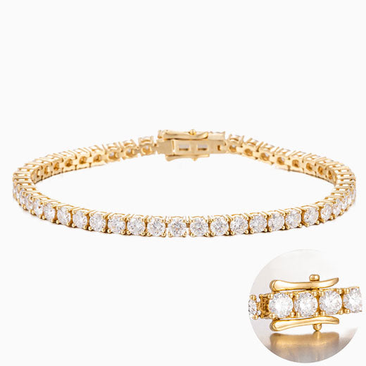 5ct.tw Round 4 prongs Lab Grown Diamond Tennis Bracelet 6-7.5 Inch in 18k Yellow Gold