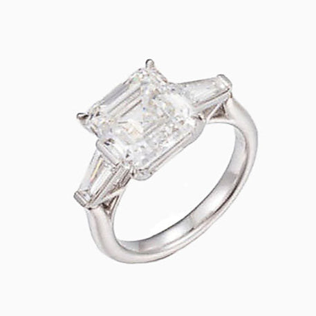 5ct Three stone Asscher cut Lab Grown Diamond Engagement Ring in Platinum