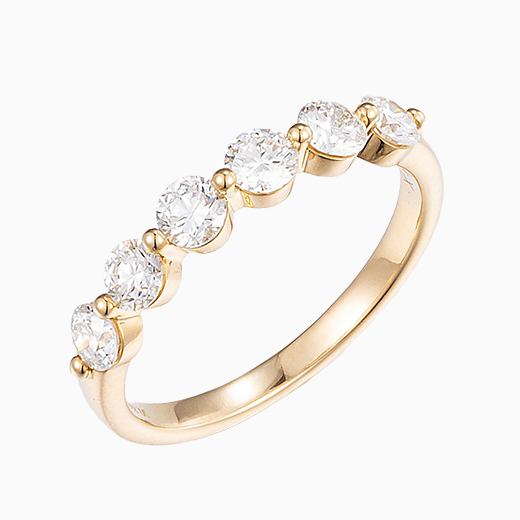 0.819ctw 6-Stones Round Lab Grown Diamond Ring in 14k Yellow Gold