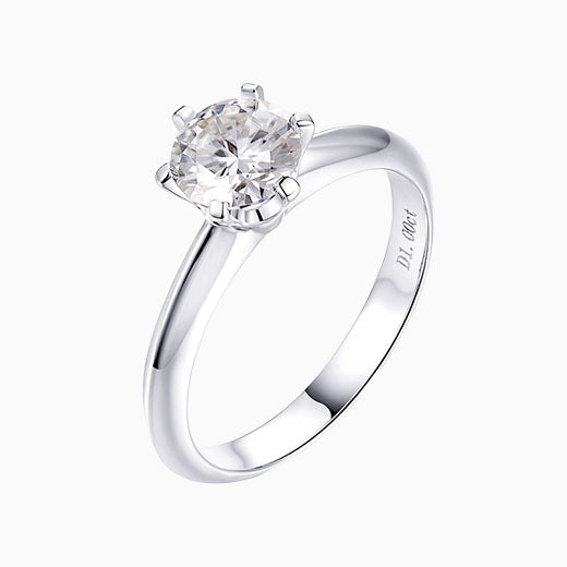 1ct 6 prongs Round Solitaire Lab Grown Diamond Engagement Ring in Platinum