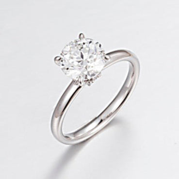 2 ct Round 4 prongs Hidden Circlet Engagement Ring in 14k White Gold