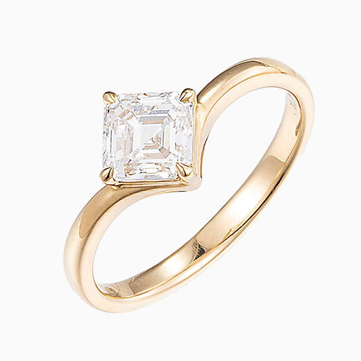 1 ct Asscher cut Lab Grown Diamond Engagement Ring in 14k Yellow Gold