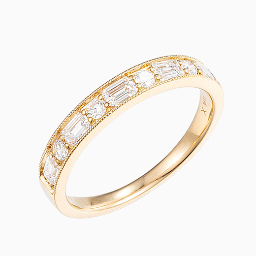 Baguette & Round Half Coverage Lab Grown Diamond Ring
