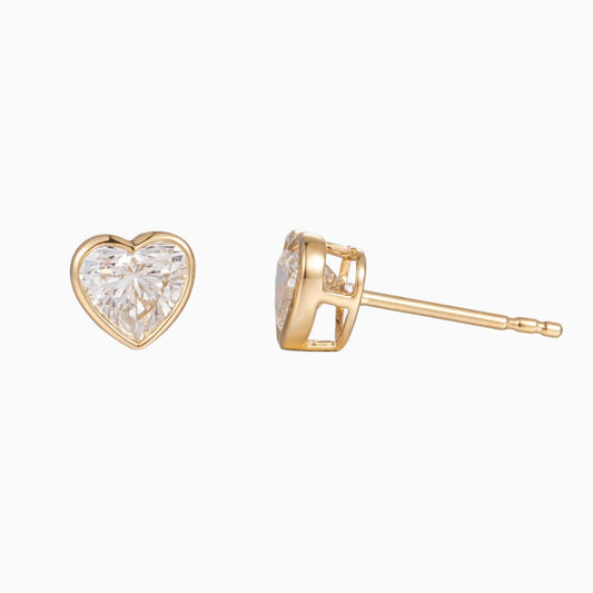 Bezel Heart Cut Earstuds(Pair)
