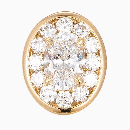 1/2 ct Bezel Oval Halo Lab Grown Diamond Pendant Necklace in 14k Yellow Gold