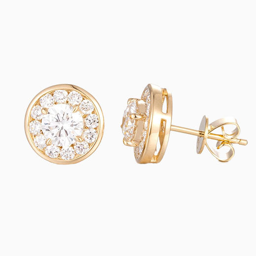 Bezel Round Halo Lab Grown Diamonds Earstuds (Pair)