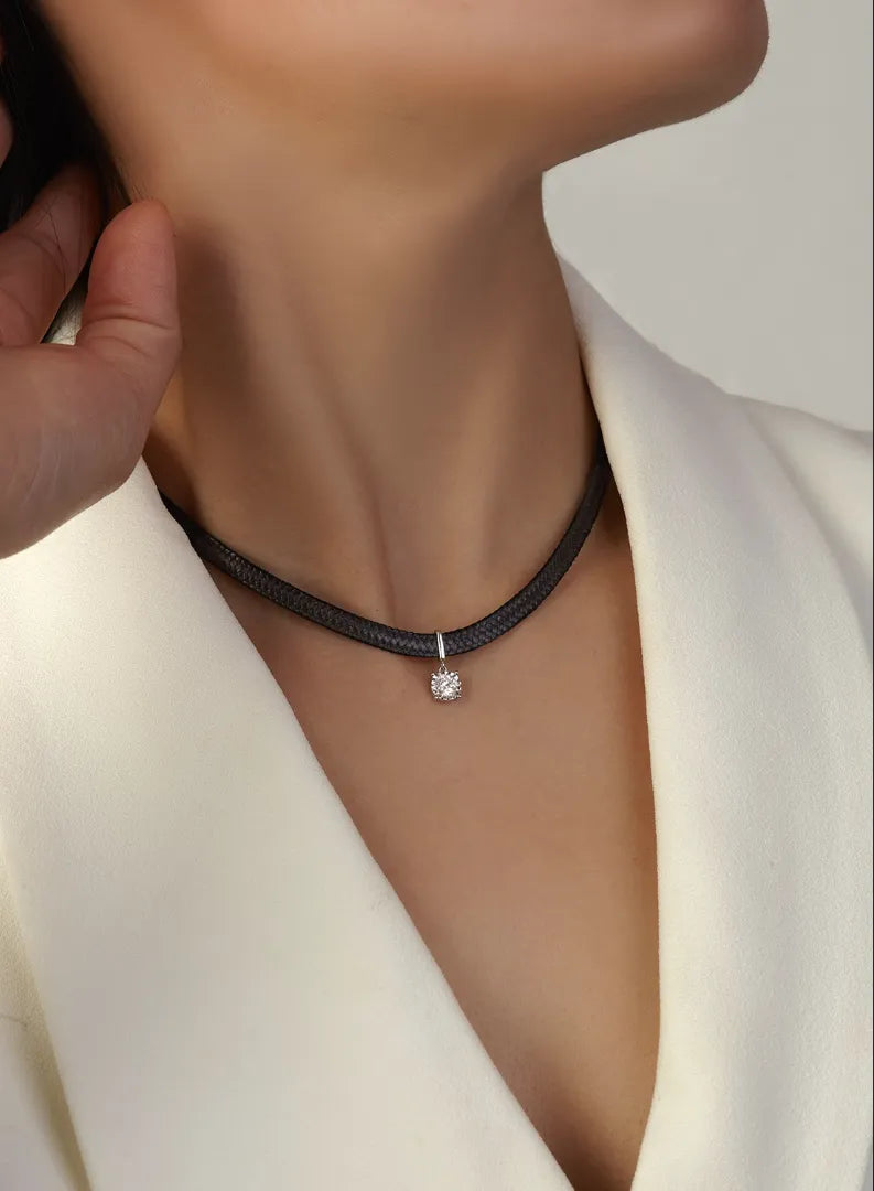 Leather Cord Choker Necklace