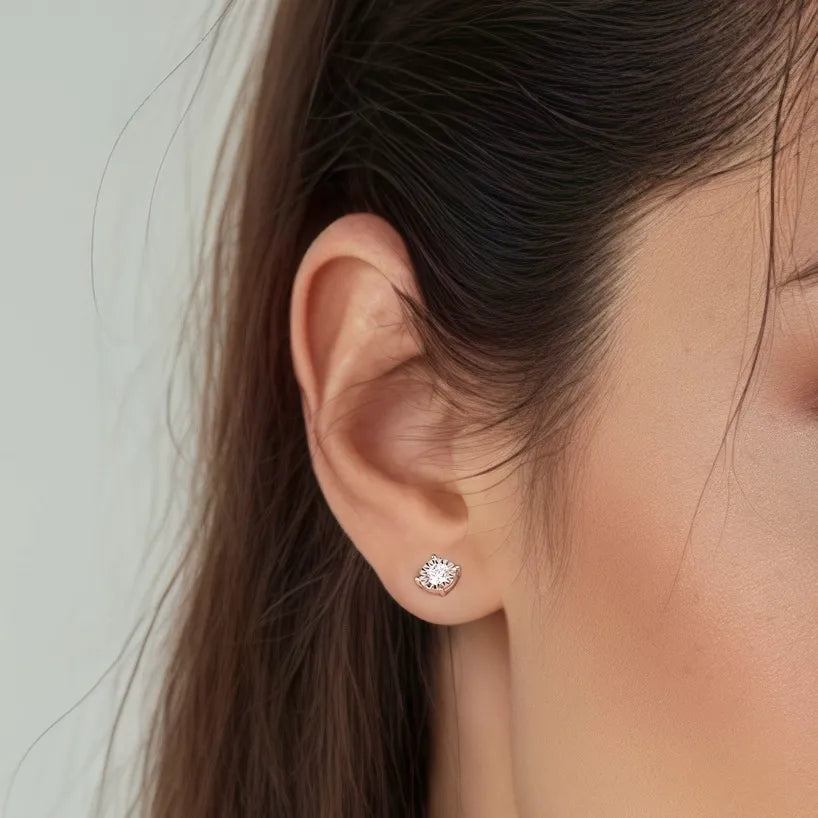 Carved Flower-Shaped Earrings