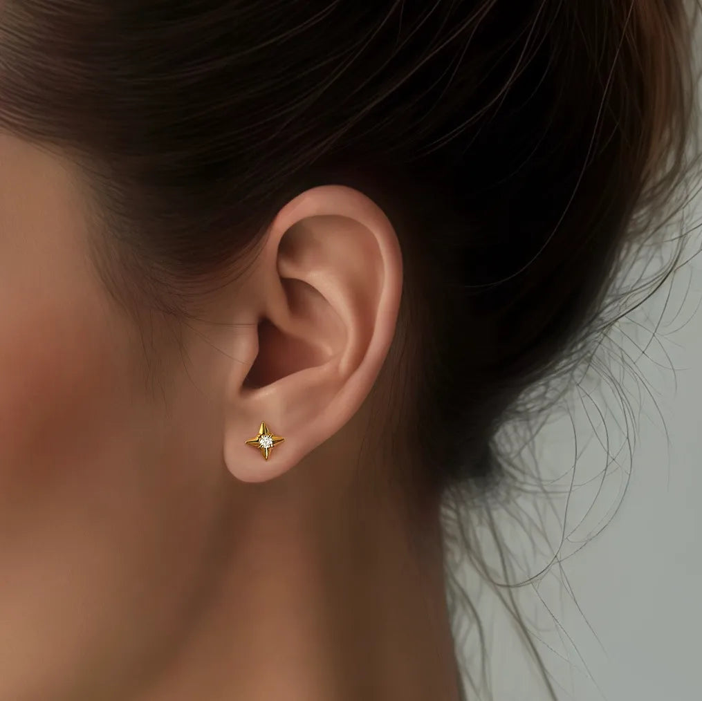 Four-Pointed Star Earrings