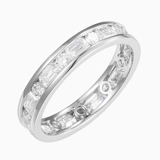 Channel Emerald &Round Lab Grown Diamond Eternity Band