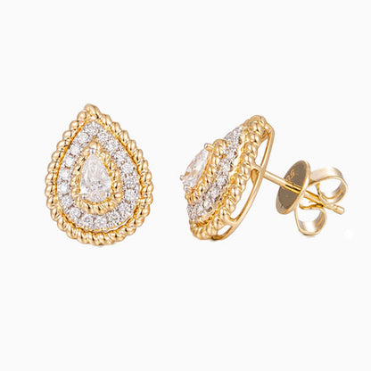Contemporary Pear Halo Lab Grown Diamonds Earstuds (Pair)