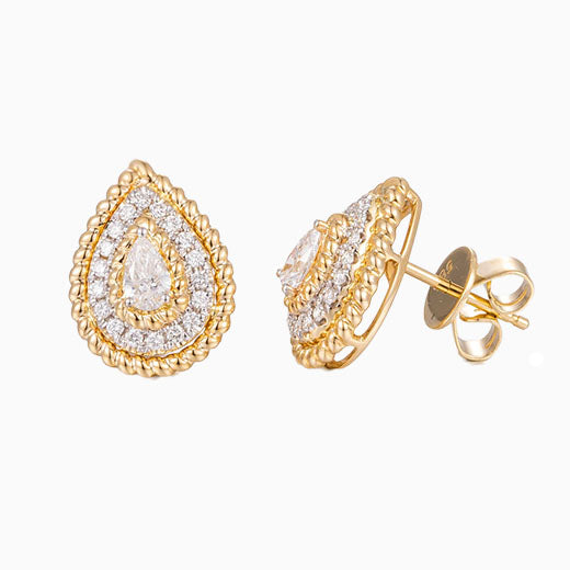 Contemporary Pear Halo Lab Grown Diamonds Earstuds (Pair)
