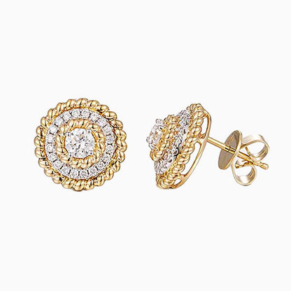 Contemporary Round Halo Lab Grown Diamonds Earstuds (Pair)