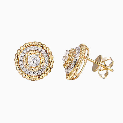 Contemporary Round Halo Lab Grown Diamonds Earstuds (Pair)