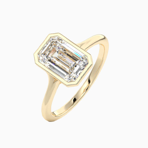 2ct Emerald Bezel Lab Grown Diamond Engagement Ring in 14K Yellow Gold
