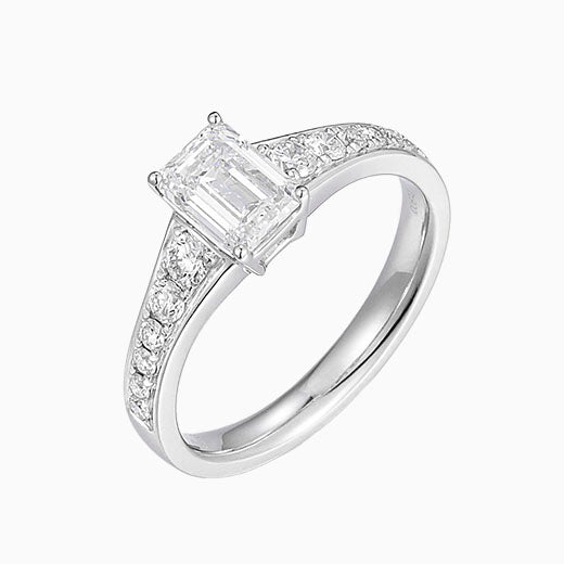 1 ct Emerald Cut Channel Lab Grown Diamond Engagement Ring in Platinum