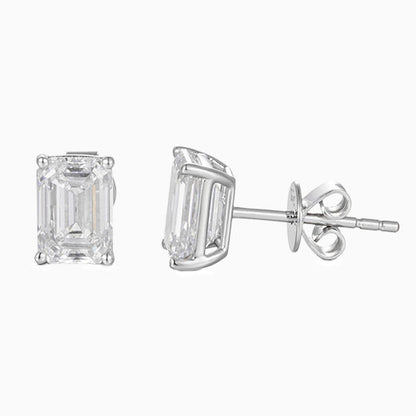 2 ctw Emerald cut Lab Grown Diamond 4 prongs Earstuds (Pair) in 14K White Gold