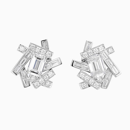1 1/2 ctwEmerald Lab Grown Diamond Earstuds (Pair) in 14k White Gold