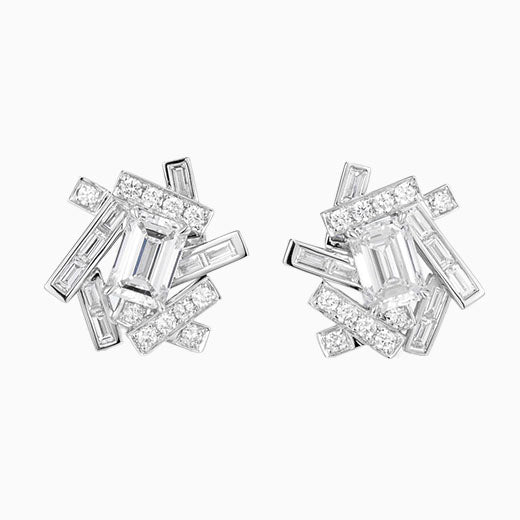 1 1/2 ctwEmerald Lab Grown Diamond Earstuds (Pair) in 14k White Gold
