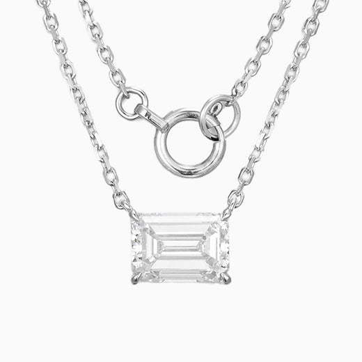 1 ctw East West Emerald cut Lab Grown Diamond Necklace in 14k White Gold