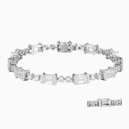 7.334ctw Emerald Station Lab Grown Diamond Tennis Bracelet 6-7.5 Inch in 14k White Gold