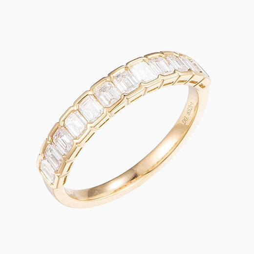 Emerald cut Lab Grown Diamond Bezel Half Eternity Ring