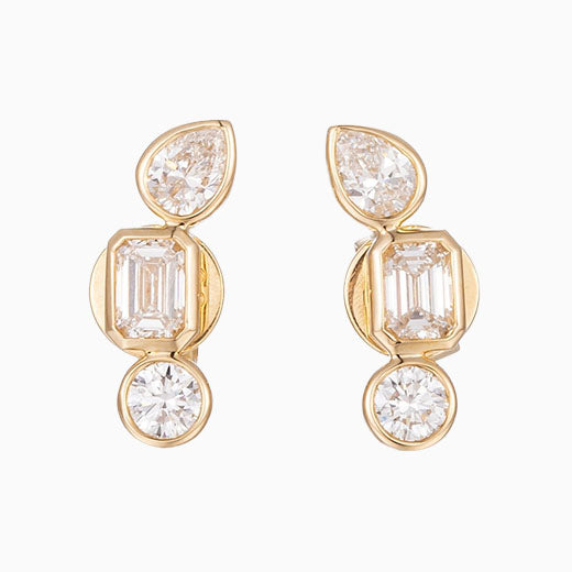 Fancy Lab Grown Diamonds Earstuds (Pair) in 14K Yellow Gold