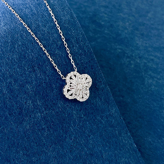 0.3ct Lab Grown Diamond Four Leaf Necklace in Platinum
