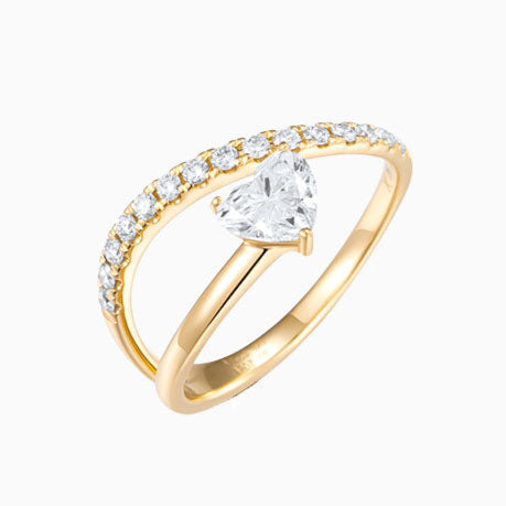 1/2 ct Heart Cut Open Spiral Ring Lab Grown Diamond Engagement Ring in 14k Yellow Gold
