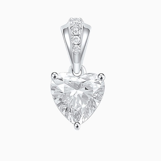 0.7 ct Heart shaped Lab Grown Diamond Pendant Necklace in 14k White Gold