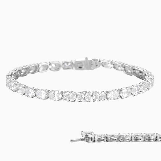 9 ct.tw  Horizontal Oval Lab Grown Diamond Tennis Bracelet 6-7.5 Inch in 14k White Gold