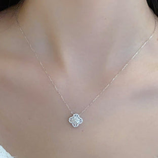 0.3ct Lab Grown Diamond Four Leaf Necklace in Platinum