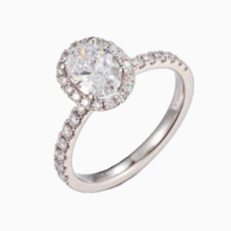 1 ct Oval Halo Lab Grown Diamond Ring Set in Platinum