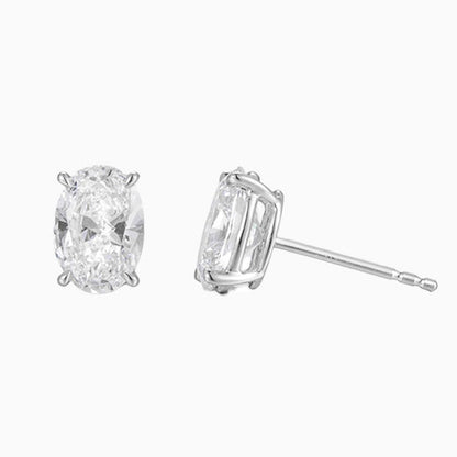2 ctw Oval Lab Grown Diamonds 4 prongs Earstuds (Pair) in 14K White Gold