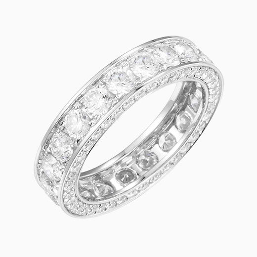 2.62ctw Round 3 Pave Diamond Lab Grown Diamond Eternity Ring in 14k White Gold