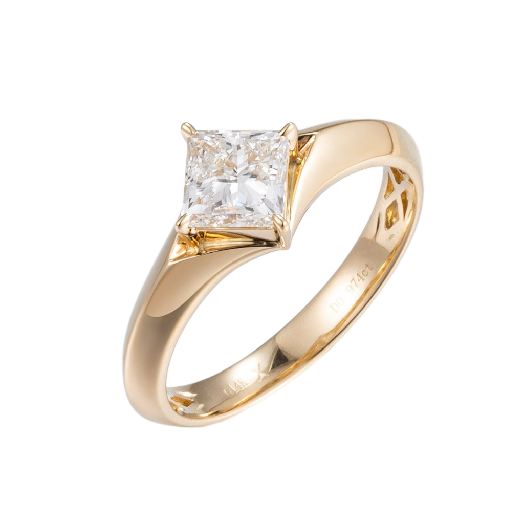 1 ct Princess cut Lab Grown Diamond Engagement Ring in 14k Yellow Gold