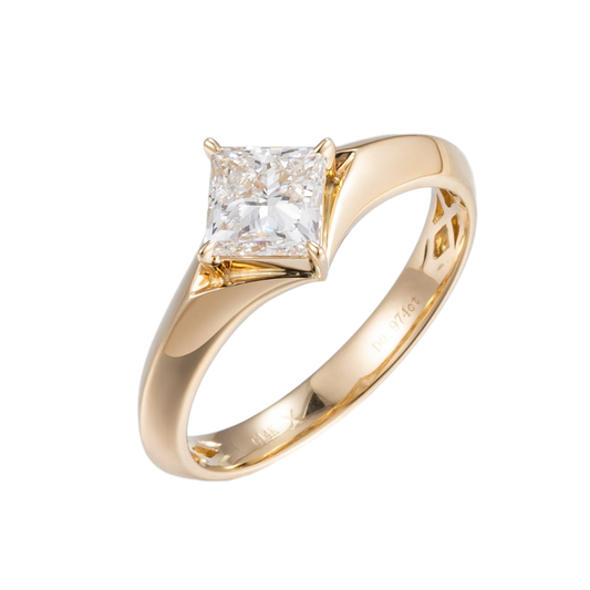 1 ct Princess cut Lab Grown Diamond Engagement Ring in 14k Yellow Gold